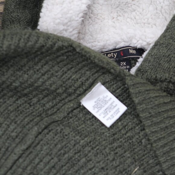 Lety & Me Womens Plus Size Sherpa Pullover Sweater Hooded Green 2X - Picture 4 of 5